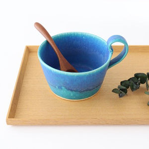 Soup cup turquoise pottery Shigaraki ware