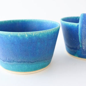 Soup cup turquoise pottery Shigaraki ware