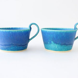 Soup cup turquoise pottery Shigaraki ware
