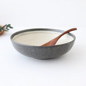 Large Bowl Gray-lined | Serving Bowl Shigaraki Ware