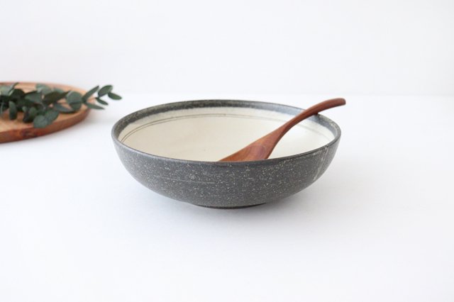 Large Bowl Gray-lined | Serving Bowl Shigaraki Ware