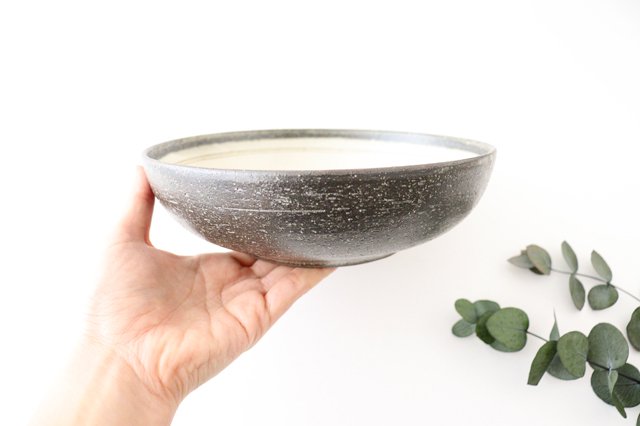 Large Bowl Gray-lined | Serving Bowl Shigaraki Ware