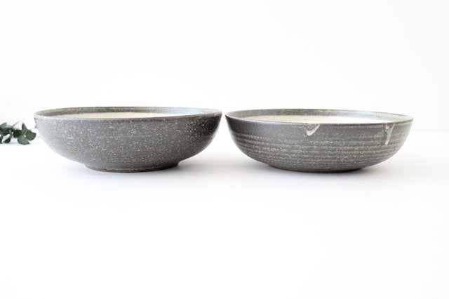 Large Bowl Gray-lined | Serving Bowl Shigaraki Ware