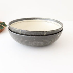 Large Bowl Gray-lined | Serving Bowl Shigaraki Ware