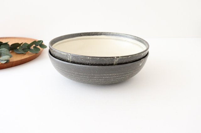 Large Bowl Gray-lined | Serving Bowl Shigaraki Ware