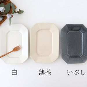 Octagonal plate M white pottery Koizumi kiln Banko ware