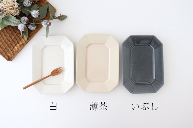 Octagonal plate M white pottery Koizumi kiln Banko ware
