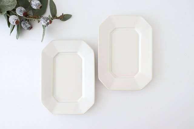 Kosen Kiln Octogonal Plate White M | Banko Ware