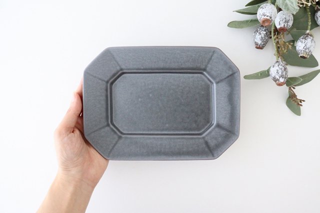 Kosen Kiln Octogonal Plate Gray M | Banko Ware