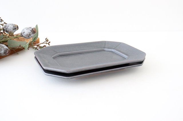 Kosen Kiln Octogonal Plate Gray M | Banko Ware