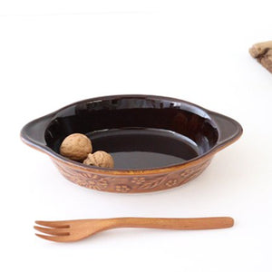 Heat-resistant gratin dish Margaret brown Heat-resistant pottery Kosengama Banko ware