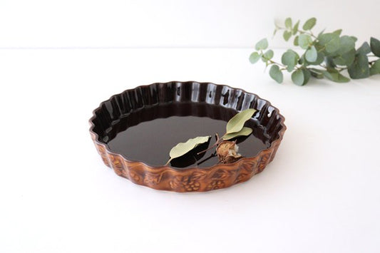 Quiche plate large margaret brown heat resistant pottery Kosen kiln Banko ware