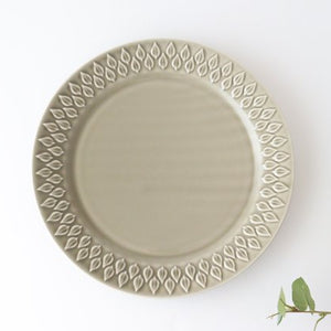 Plate large leaf gray pottery Koizumi kiln Banko ware