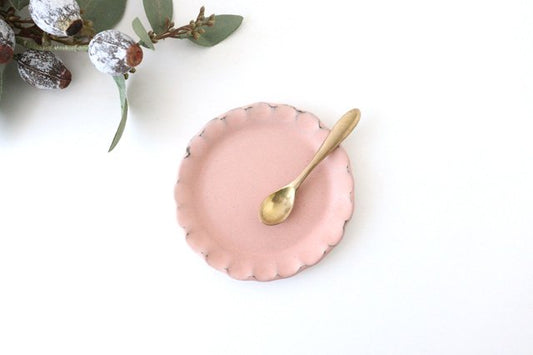 Small plate pink pottery Shigaraki ware