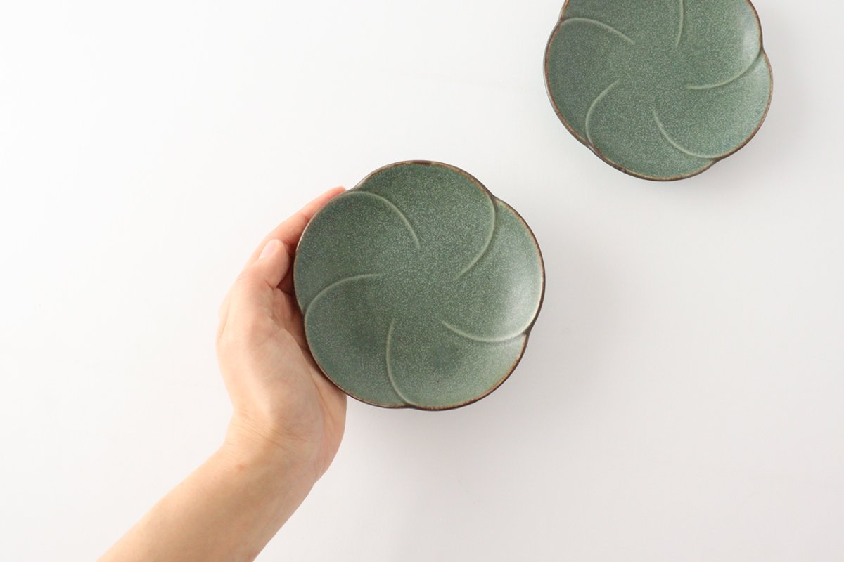 Plate Green Porcelain Kei Mino Ware