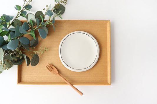 Round small plate white ceramic Shigaraki ware