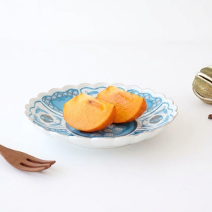 Rinkurou Kiln kotohogu Chrysanthemum Shaped Plate Blue 15cm/5.9in | Hasami Ware