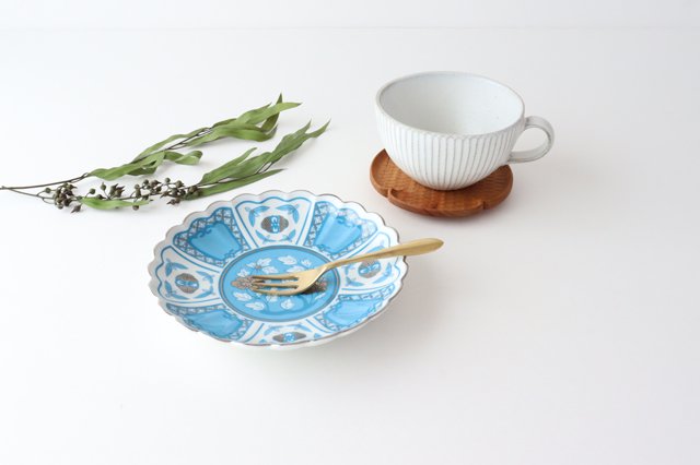 Rinkurou Kiln kotohogu Chrysanthemum Shaped Plate Blue 15cm/5.9in | Hasami Ware