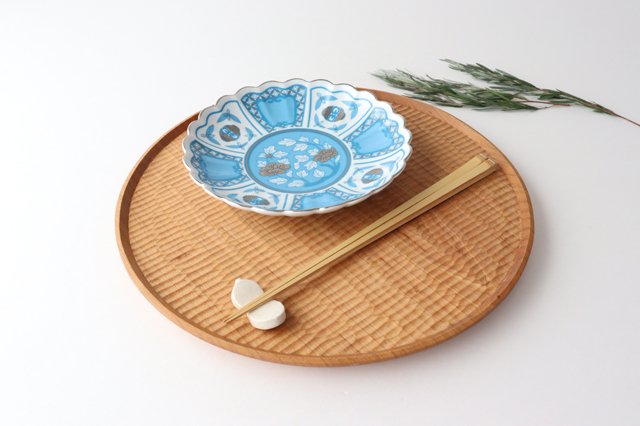 Rinkurou Kiln kotohogu Chrysanthemum Shaped Plate Blue 15cm/5.9in | Hasami Ware