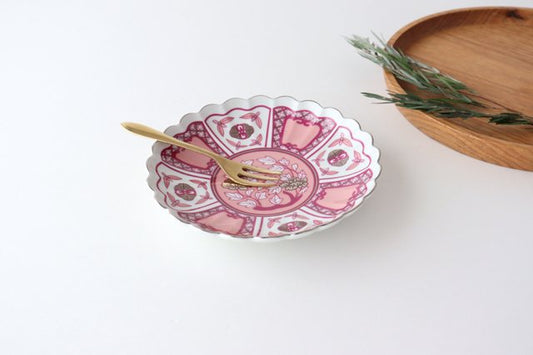 Satsuki 15cm plate beni porcelain kotohogu Rinkurou kiln Hasami ware