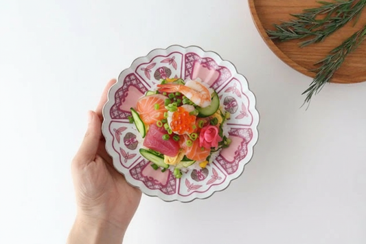 Rinkurou Kiln kotohogu Chrysanthemum Shaped Plate Pink 15cm/5.9in | Hasami Ware