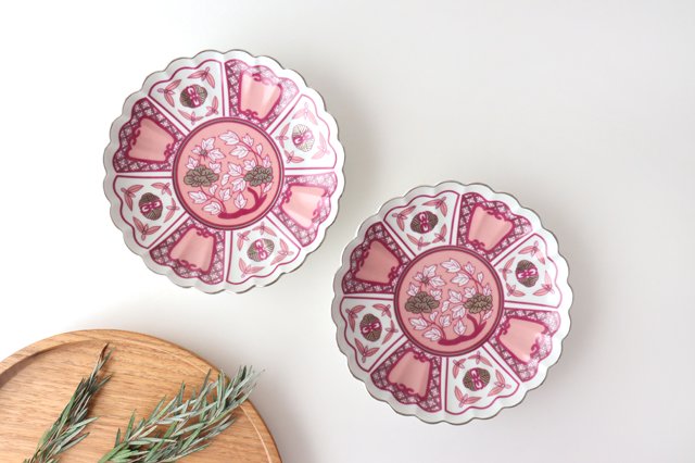 Rinkurou Kiln kotohogu Chrysanthemum Shaped Plate Pink 15cm/5.9in | Hasami Ware