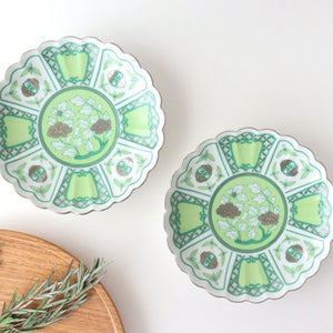 Rinkurou Kiln kotohogu Chrysanthemum Shaped Plate Green 15cm/5.9in | Hasami Ware