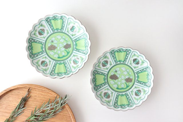 Rinkurou Kiln kotohogu Chrysanthemum Shaped Plate Green 15cm/5.9in | Hasami Ware