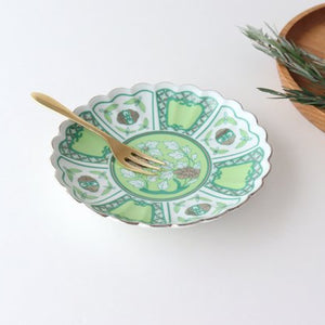 Rinkurou Kiln kotohogu Chrysanthemum Shaped Plate Green 15cm/5.9in | Hasami Ware