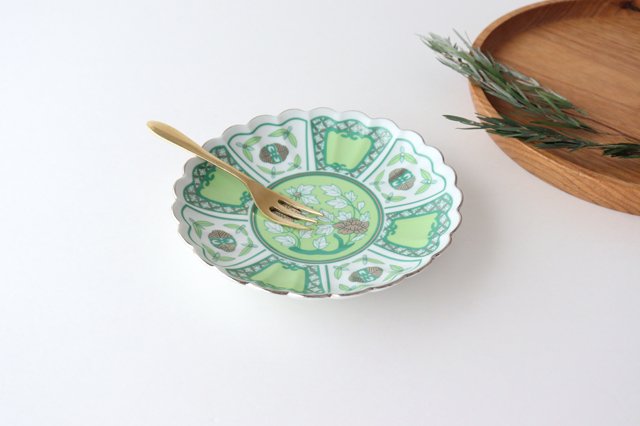 Rinkurou Kiln kotohogu Chrysanthemum Shaped Plate Green 15cm/5.9in | Hasami Ware