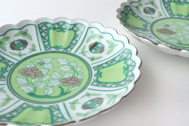 Rinkurou Kiln kotohogu Chrysanthemum Shaped Plate Green 15cm/5.9in | Hasami Ware