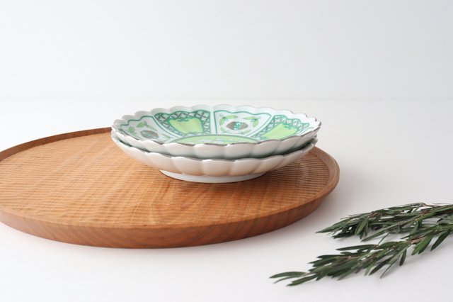 Rinkurou Kiln kotohogu Chrysanthemum Shaped Plate Green 15cm/5.9in | Hasami Ware