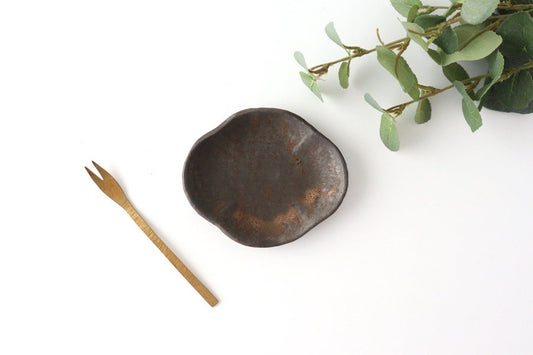 Mukuro bean plate bronze pottery Masaki Domoto Shigaraki ware