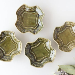 Green glaze cross-shaped small plate pottery Yuya Ishida