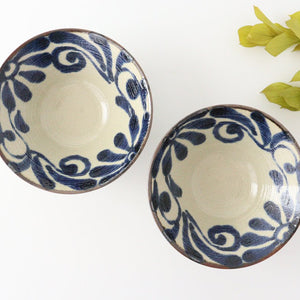 Deep Bowl  Blue Arabesque Large | Ramen Bowl Mino ware