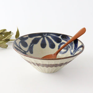 Deep Bowl  Blue Arabesque Large | Ramen Bowl Mino ware