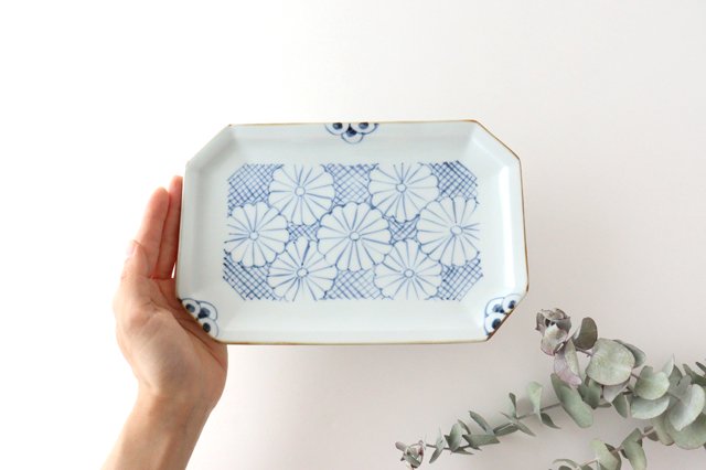 Octagonal Plate Chrysanthemum | Sushi Plate Arita Ware