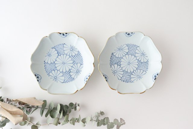[Uchiru Special Order] Japanese Plate, Chrysanthemum Pattern, Porcelain, Dyed, Arita Ware