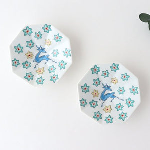 Octagonal hand salt plate Deer and maple pattern Porcelain Arita ware