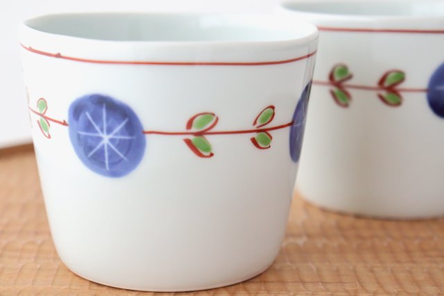 Soba choko, dyed Nishikimaru crest, porcelain, Koyo kiln, Arita ware