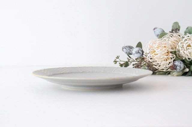 Rim plate 20cm Greige porcelain YABANE Hasami ware