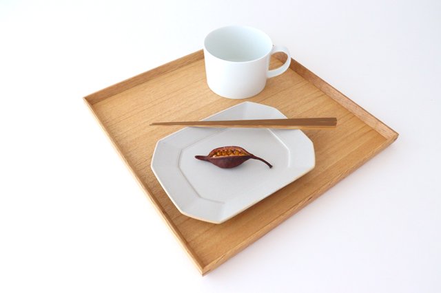Square plate M Greige porcelain Hasami ware