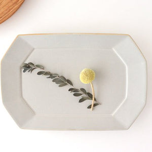 Square plate L Greige porcelain Hasami ware