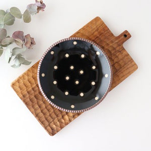 Round plate medium black polka dot porcelain Arita ware