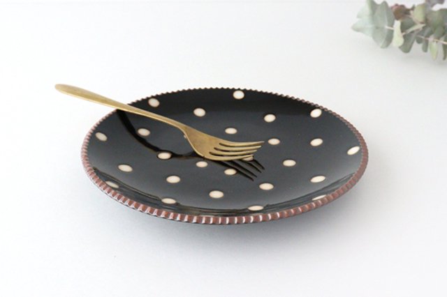 Round plate large black polka dot porcelain Arita ware