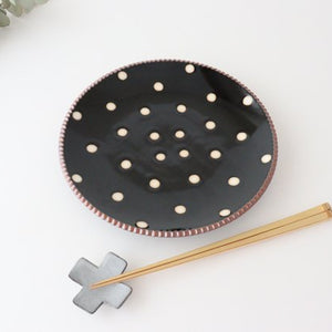 Round plate large black polka dot porcelain Arita ware