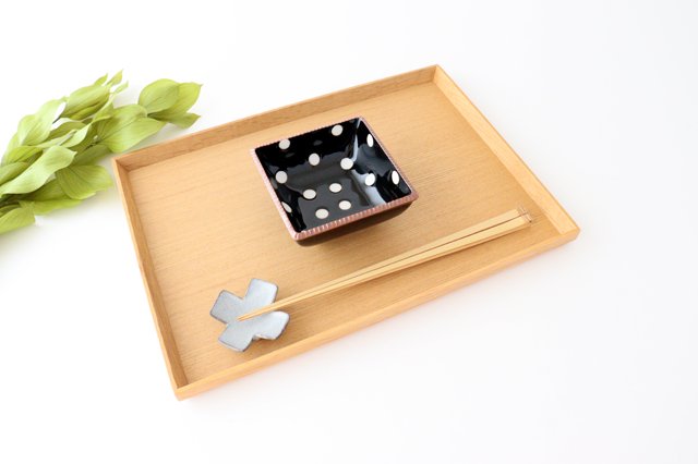 Square bowl small black polka dot porcelain Arita ware