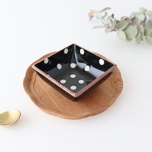 Square bowl small black polka dot porcelain Arita ware