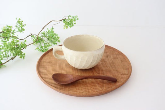 Soup cup ivory pottery Sucre Hasami ware