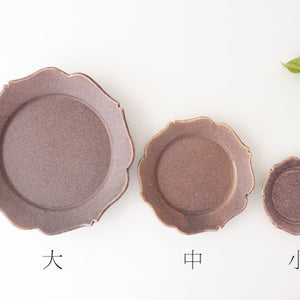 Flower plate small Azuki pottery Ozenre kiln